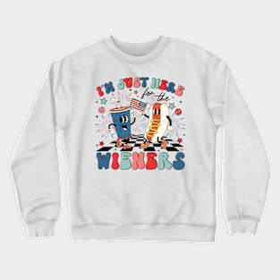 Hot Dog I'm Just Here For The Wieners 4Th Of July Crewneck Sweatshirt